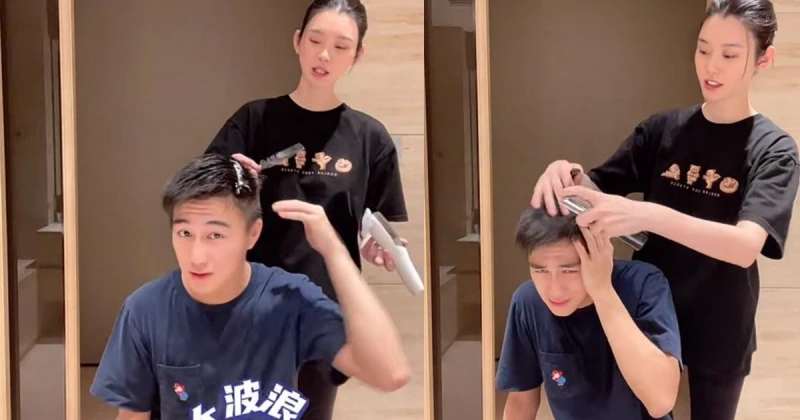 上海封城奚夢瑤為老公剪髮　何猷君一個動作怕老婆實錘