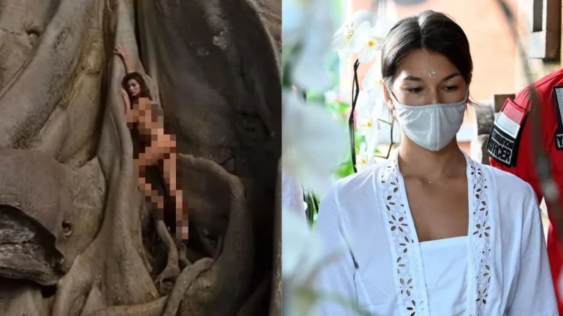 俄網紅峇厘島全裸依靠聖樹拍照 被當局驅逐出境