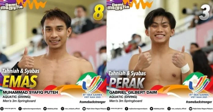 【河內東運會】男子3公尺跳板個人賽　大馬隊包攬金銀