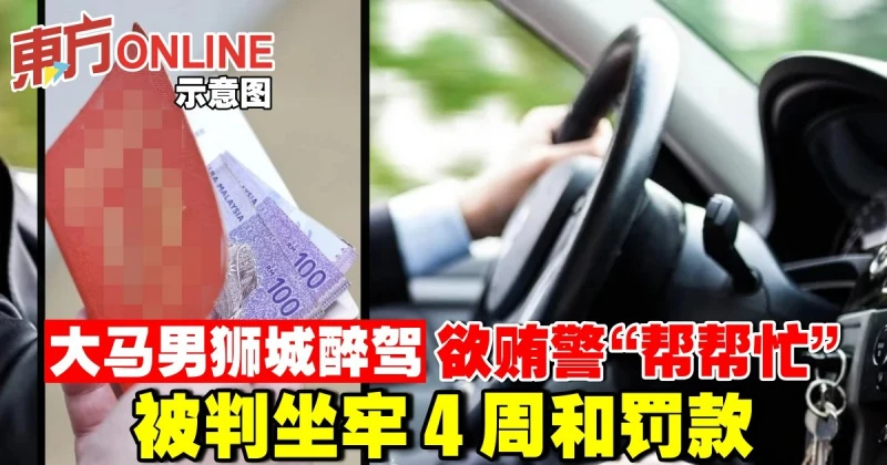 大馬男獅城醉駕欲賄警「幫幫忙」　被判坐牢4周和罰款
