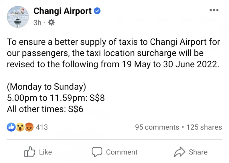 樟宜機場上調德士附加費 試圖吸引德士司機前去載客