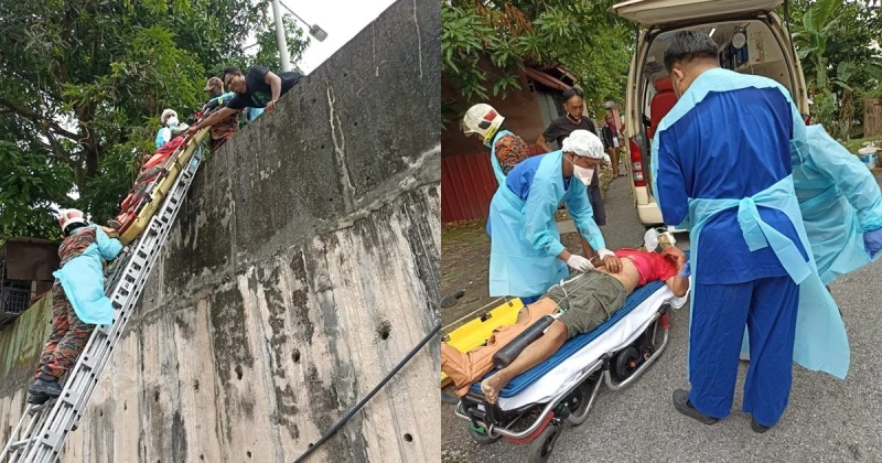 爬樹不慎跌落溝渠　華裔男子跌斷腿