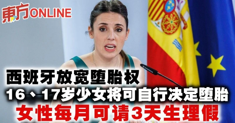 西班牙放寬墮胎權　女性每月可請3天生理假