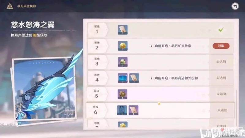 《原神》楓丹聲望等級獎勵一覽