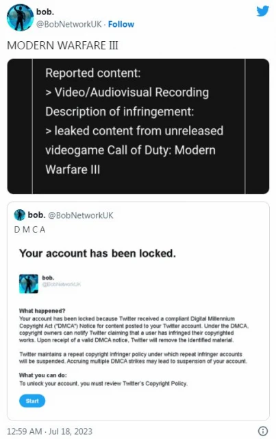 側面印證真實性?動視向COD爆料推主發起版權申訴