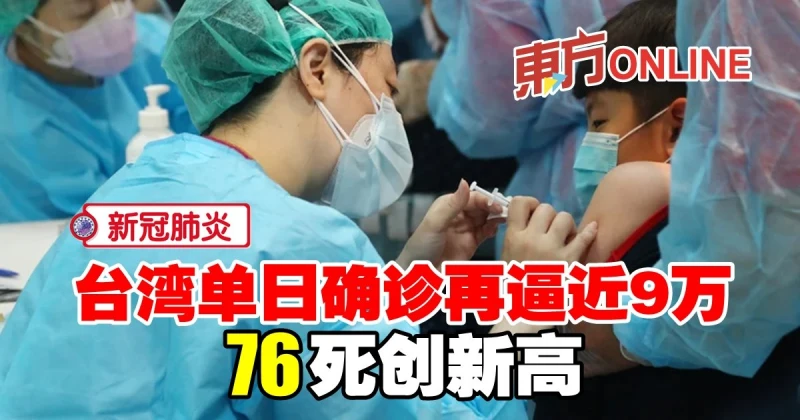 【新冠肺炎】台灣單日確診再逼近9萬　76死創新高