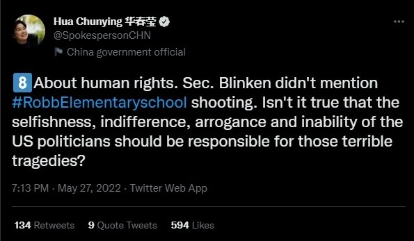 華春瑩展現戰狼本色　推特連發11文回應布林肯