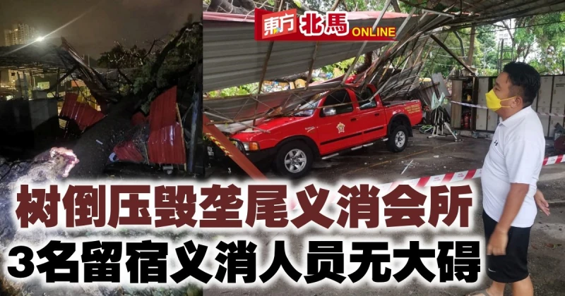 樹倒壓毀檳壟尾義消會所　3名留宿義消人員逃過一劫