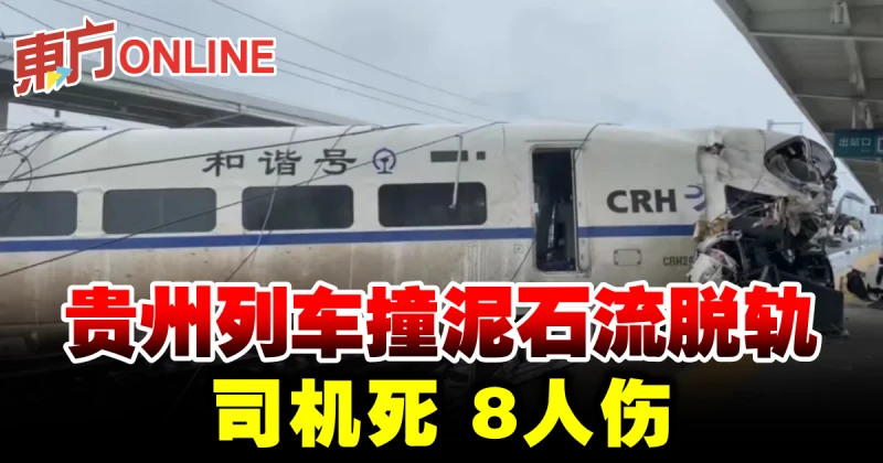 貴州列車撞泥石流脫軌　司機死8人傷