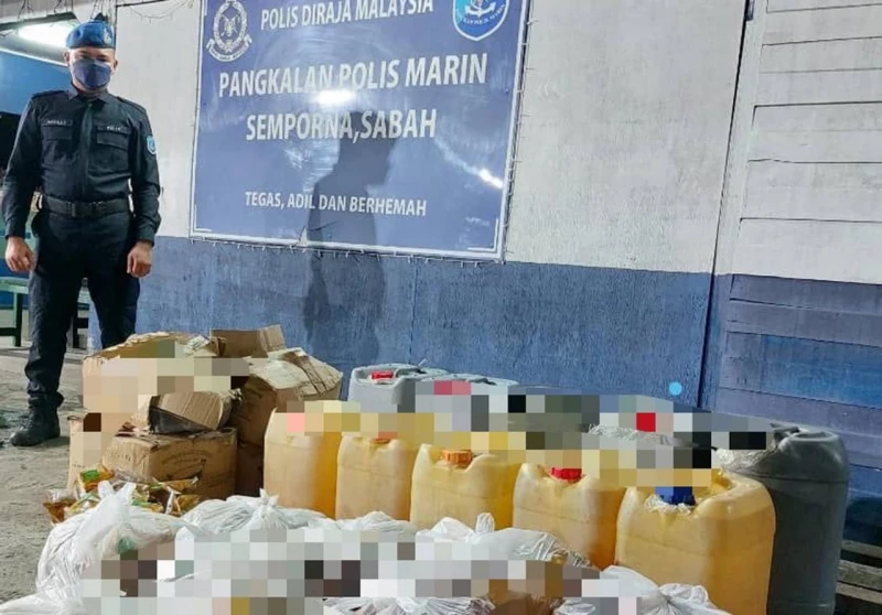 水警在Sibangkat島水域起獲偷運出國津貼品