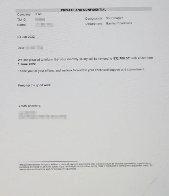 獅城賭場調薪引不滿　受訪員工：舊人加10新元，新人加三四百