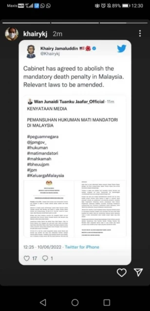 大馬內閣同意廢除強制死刑  由法庭酌情替代懲罰