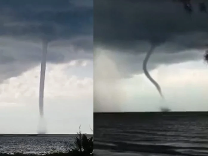 古達甘榜特隆貢岸 海上現水龍捲