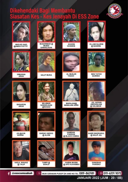 ESSCOM公布20名通緝犯新名單 涉嫌與阿布沙耶夫組織有關聯