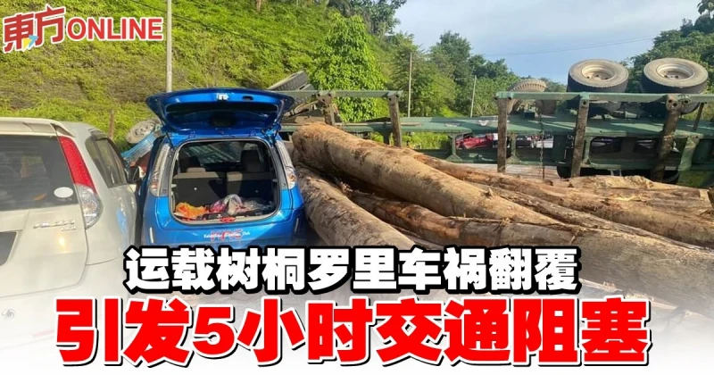 運載樹桐羅里車禍翻覆　引發5小時交通阻塞