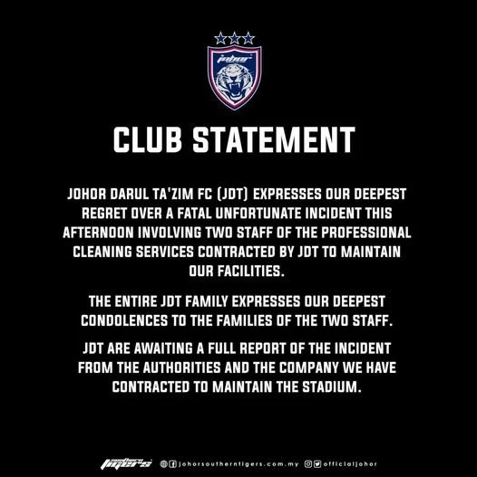 JDT體育館發生意外　 2清潔工人意外喪命