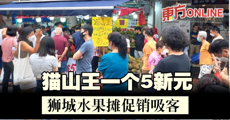 獅城水果攤促銷吸客　貓山王一個5新元