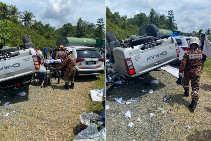 2貨卡相撞四輪朝天  3人輕重傷入院