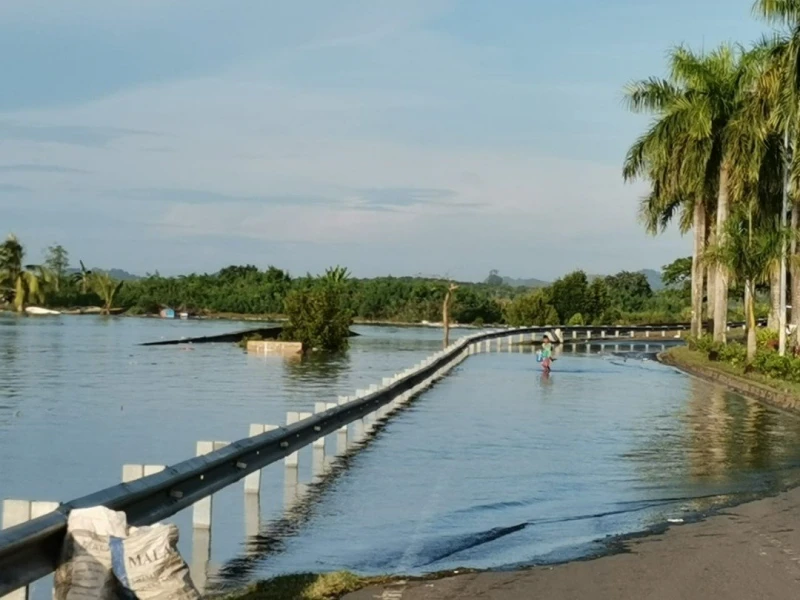天文罕象肇海水高漲？ 拿篤低洼路淪鹹水車道