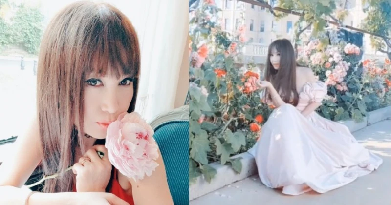 55歲溫碧霞與花爭艷 濾鏡太重手被笑︰綠葉都變白了