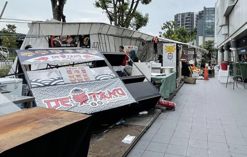 上百公斤帳篷遭狂風吹翻　一人受傷送院