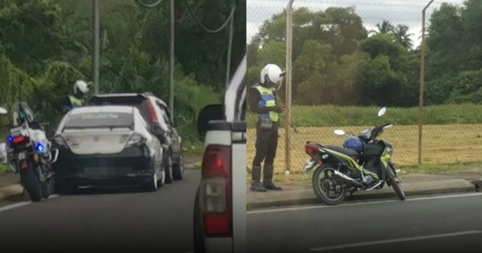 疑是為了避開JPJ路障 2汽車及1摩多被棄路旁