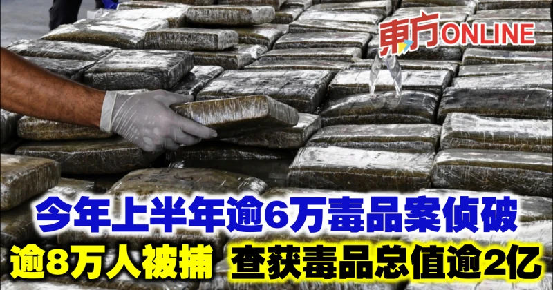 今年上半年逾6萬毒品案偵破　逾8萬人被捕
