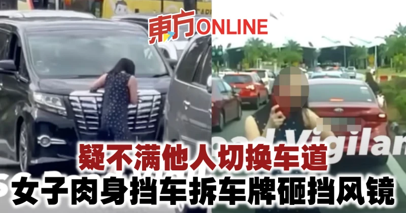 疑不滿他人切換車道　女子肉身擋車拆車牌砸擋風鏡