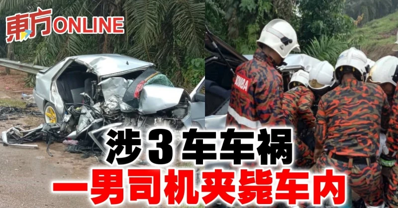 涉3車車禍　一男司機夾斃車內