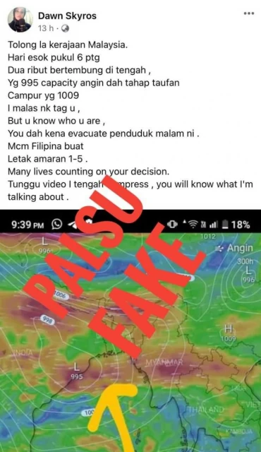 傳「兩大暴雨」將襲擊大馬   氣象局：假消息！