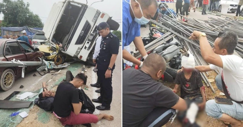 載鐵條羅里翻覆 婦女被鐵條壓中斃命