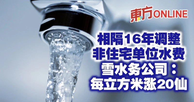 相隔16年調整非住宅單位水費　雪水務公司：每立方米漲20仙