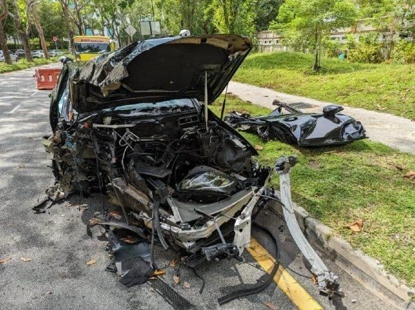 馬賽地撞樹毀不成形　21歲華裔青年受困車內