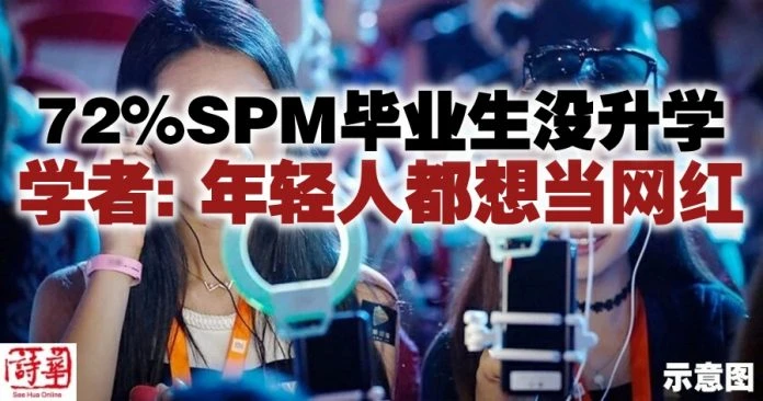 72%SPM畢業生沒升學　學者：年輕人都想當網紅
