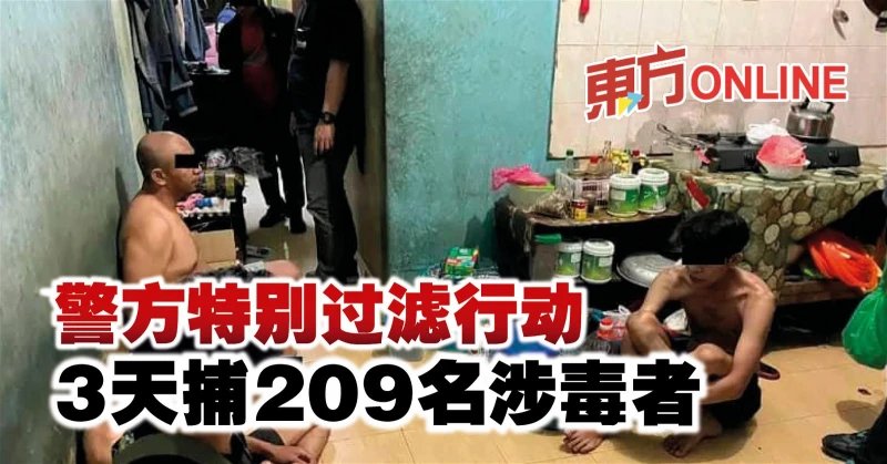 警方特別過濾行動　3天捕209名涉毒者