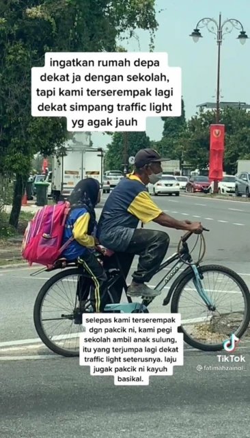 爺爺烈日下踩腳車送孫女上課　網民頓生憐憫之心