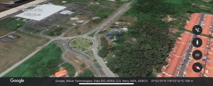 谷歌地圖上山打根飛機場  錯標成隸屬菲律賓引不滿