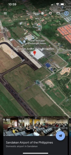 谷歌地圖上山打根飛機場  錯標成隸屬菲律賓引不滿