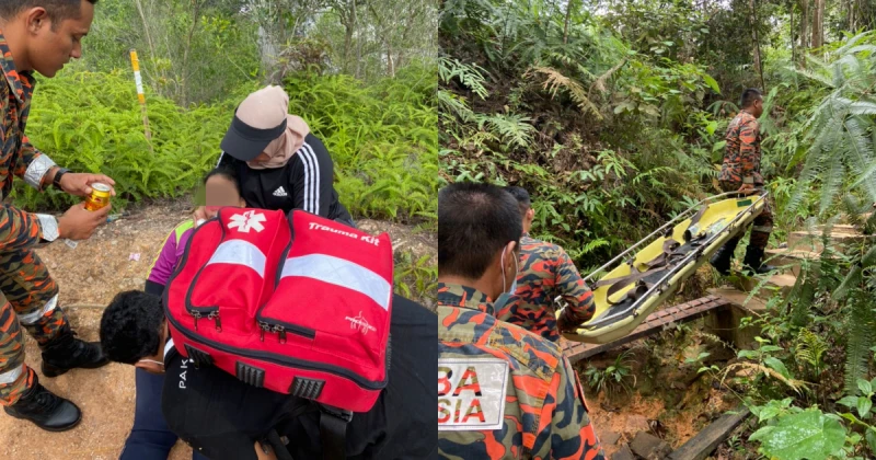 登山時腿抽筋　消拯員合力將女子抬下山