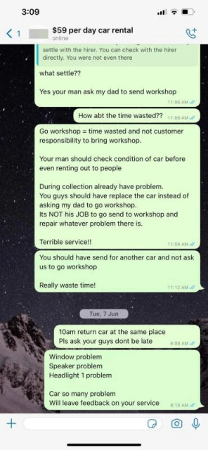 代父租到問題車　投訴反被拉黑