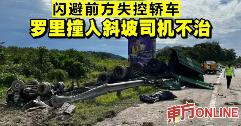 閃避前方失控轎車　羅里撞入大道旁斜坡司機不治