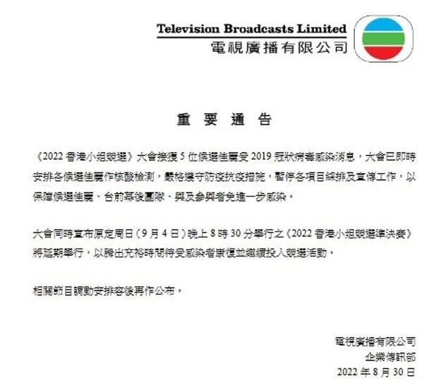 【港姐2022】5名佳麗確診　原定周日舉行準決賽延期