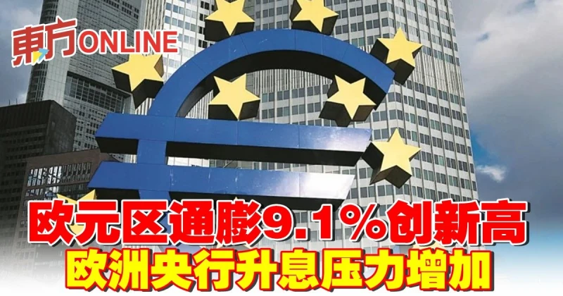 歐元區通膨9.1%創新高　歐洲央行升息壓力增加