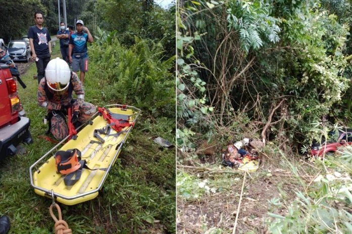 貨卡失控衝落15米深谷  男司機重傷送院