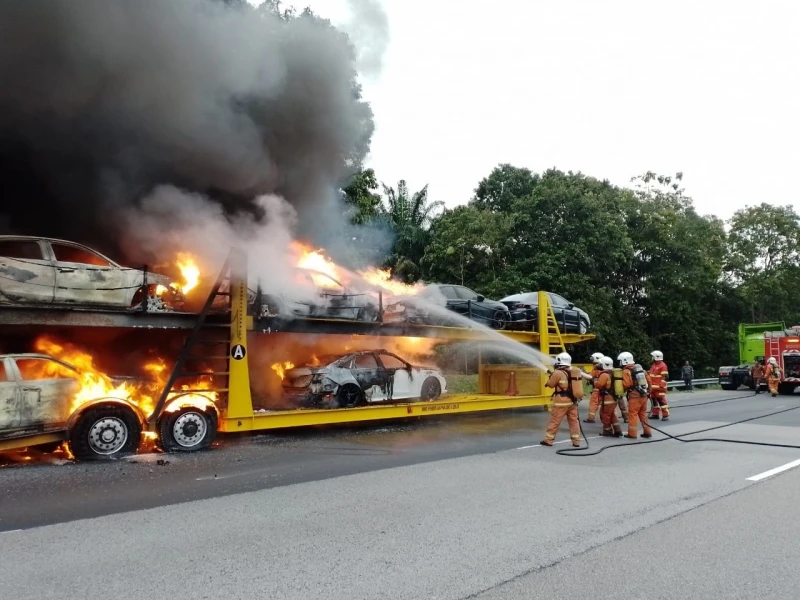 火燒拖格羅里　6輛嶄新轎車毀於一旦