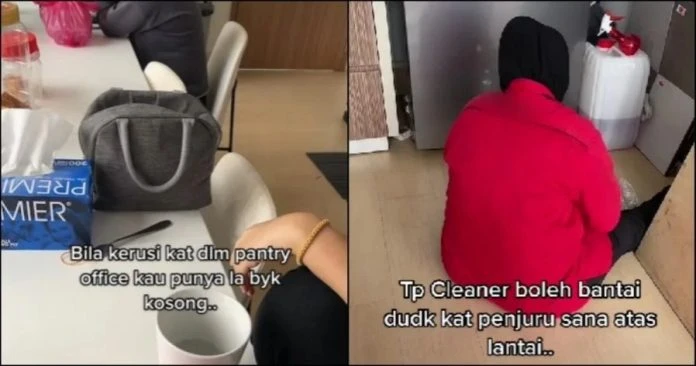 有椅子卻不敢同桌用餐　清潔阿姨怕被嫌髒坐地上吃飯