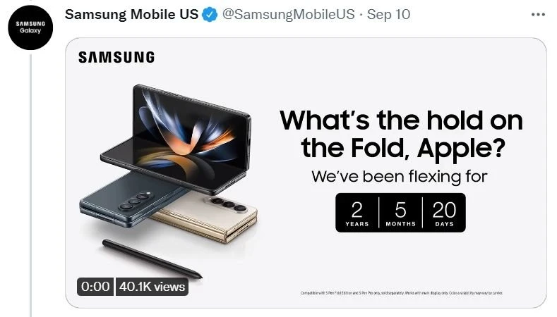 三星連發3文開炮！　酸新iPhone「沒摺疊又像素低」