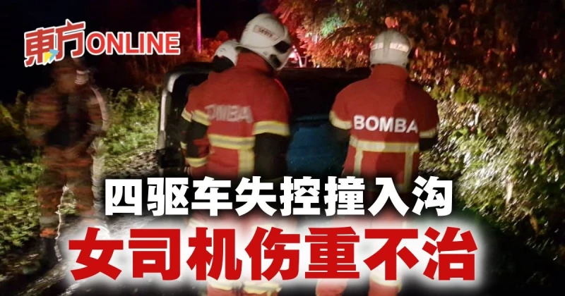 四驅車失控撞入溝　女司機傷重身亡