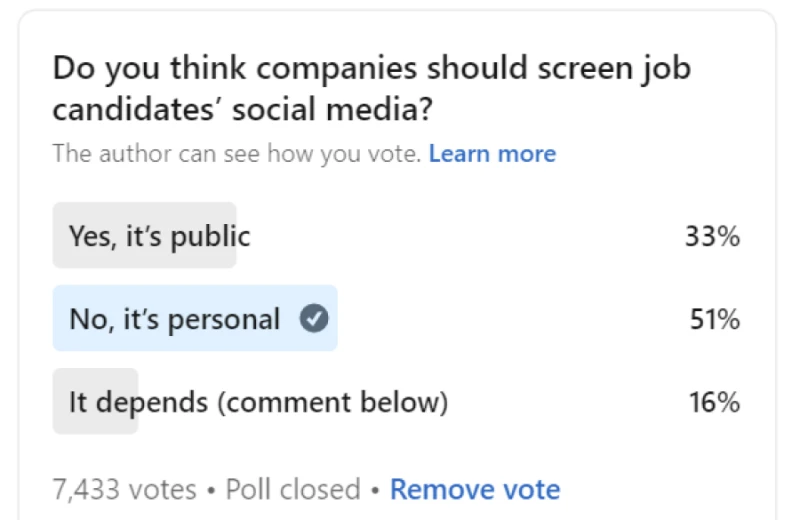 僱主把查看應徵者的個人社媒作為把關方式，合理嗎？