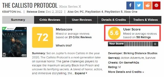 《木衛四》PC版M站玩家評分僅4.1分：還是玩PS5吧